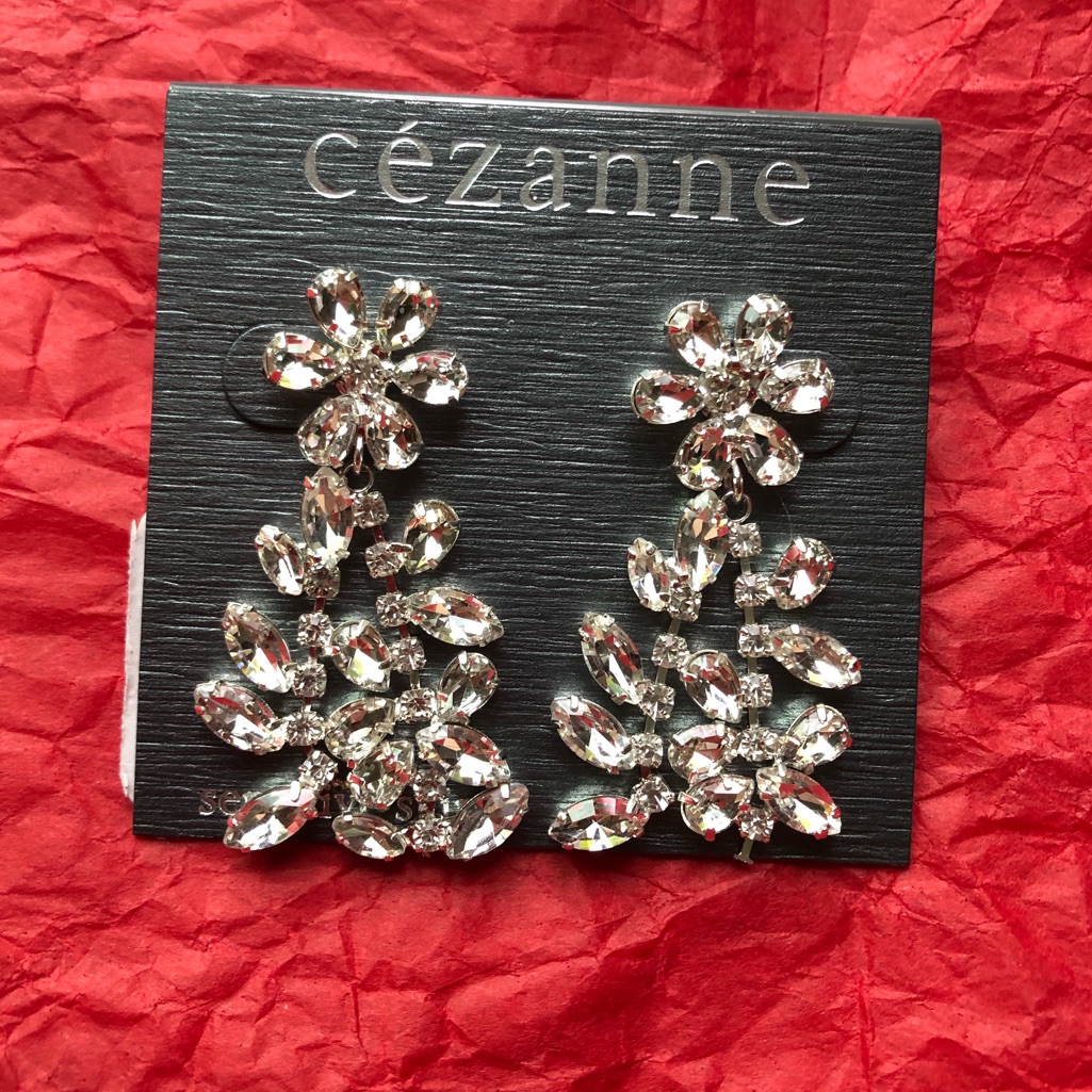 Cezanne Rhinestone Crystal Dangle Earrings Floral 25$